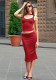 Spring Summer Women Casual Bow Sleeveless Top and Midi Skirt Set