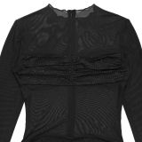 Women Sexy See Through Mesh Beaded Mini Dress