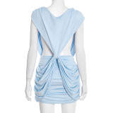 Spring Summer Women Sexy Low Back Cross Tie Bodycon Dress