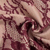 Spring Summer Women Square Neck Lace Print Patchwork Ruched Dress