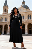 Women Plus Size Ruched African Floral Loose Elegant Maxi Dress