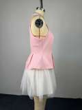 Women Summer Sleeveless Top and Irregular Skirt Two-Piece Set