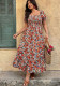 Plus Size Women Floral Square Neck Puff Sleeve Maxi Dress