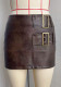 Women bodycon pu-leather skirt