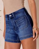 Women American style washed stretchy denim shorts