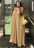 Women Summer Casual V-Neck Strappy Maxi Dress