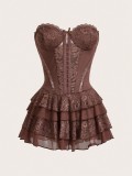 Women Underwire Vest Tutu Skirt Uniform Lingerie Two-Piece Set
