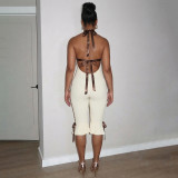 Women Spring Halter Neck Sexy Jumpsuit