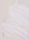 Spring Women's Chic Solid Deep V-Neck Slim Waist Ruffle Flutter Sleeve A-Line Mini Dress
