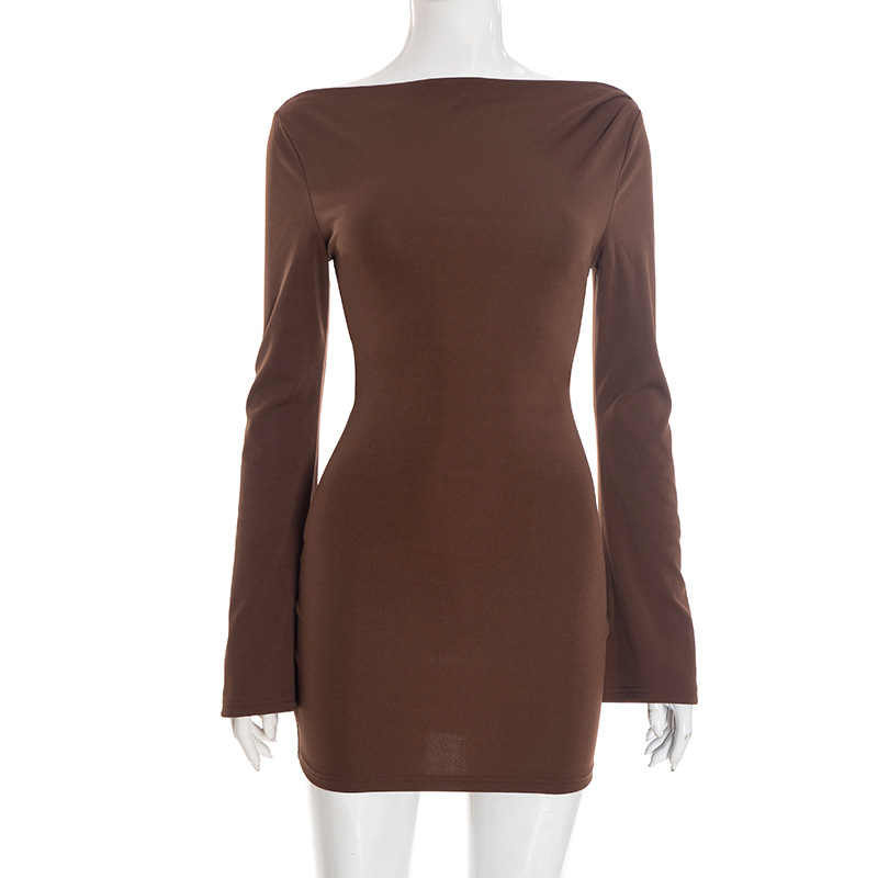 Flared Sleeve Short Dress & Button-Front Skirt Two-Piece Set