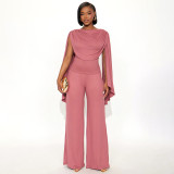 Spring Women's Sexy Tie Detail Top & Wide Leg Pants Set
