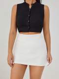 Spring Women's Double Slit Zipper Skort Mini Skirt