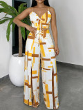 Spring Women's Holiday Casual Printed Strap Top & Pants Two-Piece Set