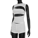 Spring Women's Solid Slim Waist Slim Fit Sexy Two-Piece Shorts Set