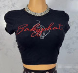 Spring Women's Street Style Printed Cropped T-Shirt Top