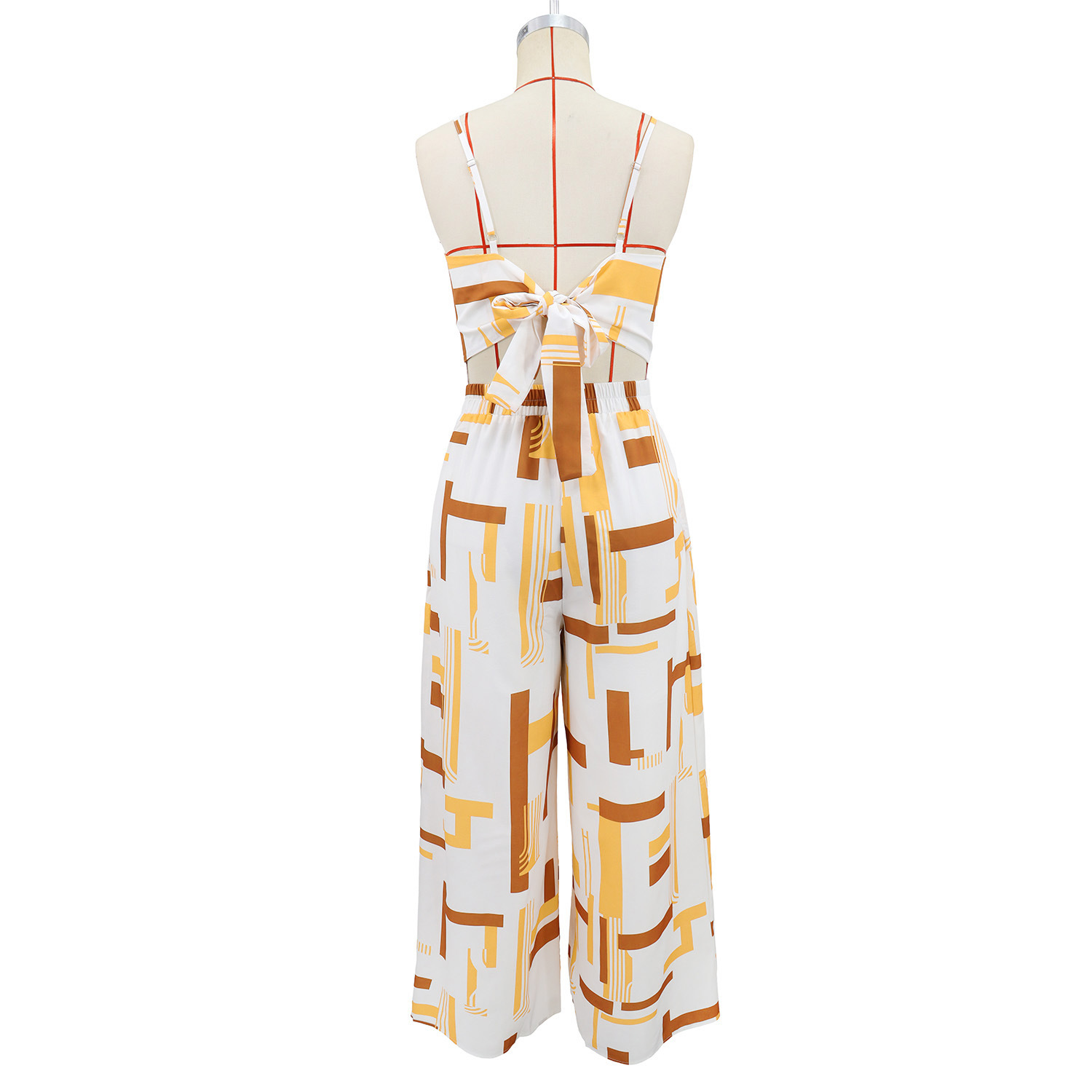 Printed Strap Top & Pants Two-Piece Holiday Casual Set