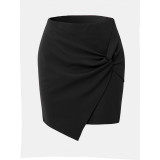 Spring Women's Irregular Ruched High-Waist Elastic Knot Bodycon Mini Skirt
