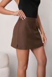 Spring Women's Double Slit Zipper Skort Mini Skirt