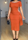 Spring Women's Casual Elegant Rhinestone Slim Waist Bodycon Dress