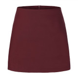 Spring Women's Double Slit Zipper Skort Mini Skirt