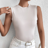Spring Women's Sleeveless Round Neck Slim Fit Basic Tank Top
