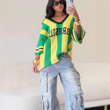 Spring Women's Sexy Loose Fit Letter Knit Sweater