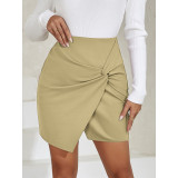 Spring Women's Irregular Ruched High-Waist Elastic Knot Bodycon Mini Skirt
