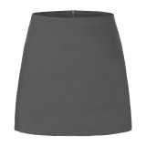 Spring Women's Double Slit Zipper Skort Mini Skirt