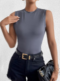 Spring Women's Sleeveless Round Neck Slim Fit Basic Tank Top