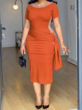 Spring Women's Casual Elegant Rhinestone Slim Waist Bodycon Dress