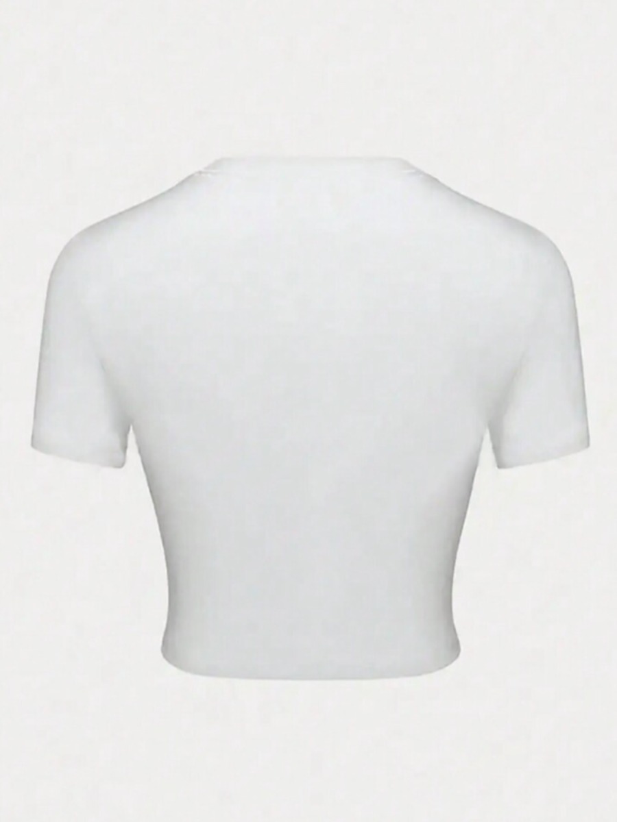 Letter Print Cropped T-Shirt Top for Spring Streetwear