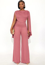 Spring Women's Sexy Tie Detail Top & Wide Leg Pants Set Spring Women's Sexy Tie Detail Top & Wide Leg Pants Set