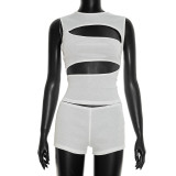 Spring Women's Solid Slim Waist Slim Fit Sexy Two-Piece Shorts Set