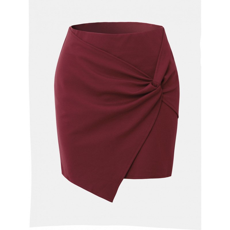 Irregular Ruched High-Waist Elastic Knot Bodycon Mini Skirt