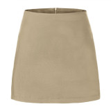 Spring Women's Double Slit Zipper Skort Mini Skirt