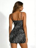Spring Women's Sexy Drawstring Ruched Slim Fit Strap Bodycon Mini Dress