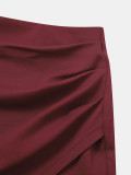 Spring Women's Irregular Ruched High-Waist Elastic Knot Bodycon Mini Skirt