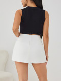 Spring Women's Double Slit Zipper Skort Mini Skirt