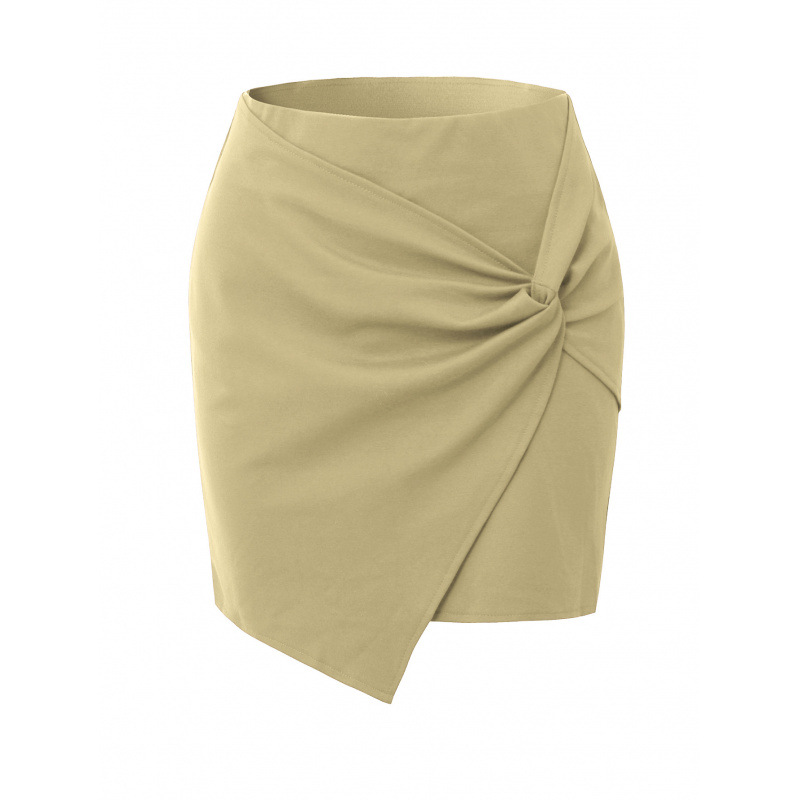 Irregular Ruched High-Waist Elastic Knot Bodycon Mini Skirt