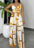 Spring Women's Holiday Casual Printed Strap Top & Pants Two-Piece Set