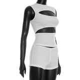 Spring Women's Solid Slim Waist Slim Fit Sexy Two-Piece Shorts Set