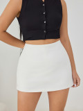 Spring Women's Double Slit Zipper Skort Mini Skirt