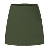 Spring Women's Double Slit Zipper Skort Mini Skirt
