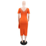 Spring Women's Casual Elegant Rhinestone Slim Waist Bodycon Dress
