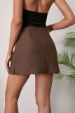 Spring Women's Double Slit Zipper Skort Mini Skirt