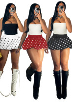 Spring Women's Polka Dot High-Waist Pleated Elastic Waist Mini Skirt Spring Women's Polka Dot High-Waist Pleated Elastic Waist Mini Skirt