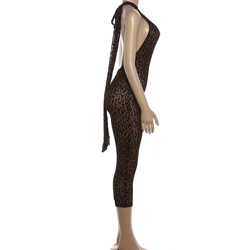 Printed Sleeveless Backless Jumpsuit for Autumn Casual Wear
