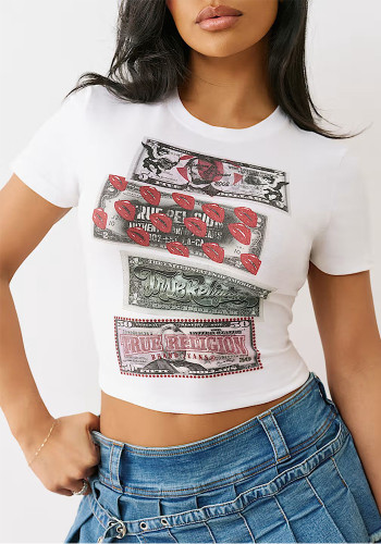 Spring Women's Street Style Printed Cropped T-Shirt Top