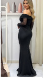Spring Women's Sexy Off Shoulder Mesh Mermaid Evening Party Dress