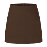 Spring Women's Double Slit Zipper Skort Mini Skirt